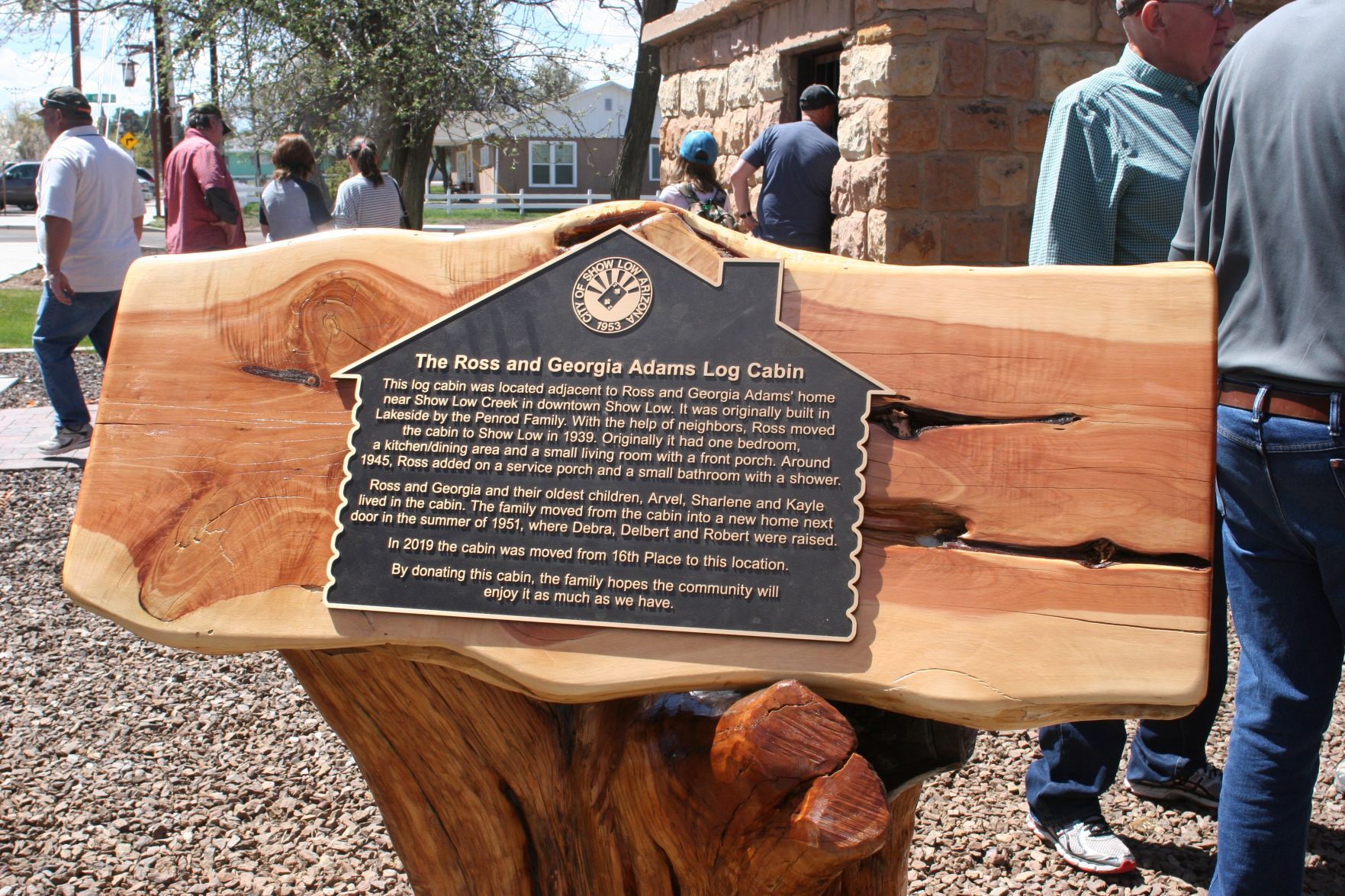Adams Cabin plaque